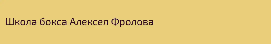 Школа бокса Алексея Фролова